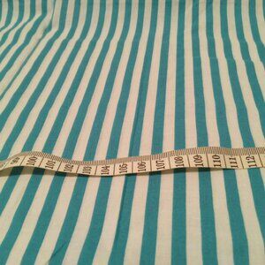 Turquoise and white striped cotton fabric (end of roll)